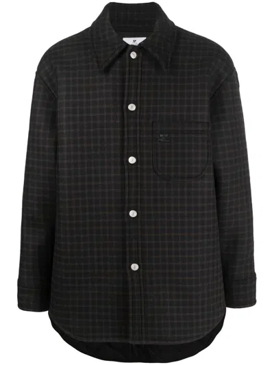 Courrèges Checked Shirt Jacket In Black