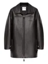 Courrèges Brown Oversized Leather Jacket In Black