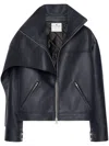 Courrèges Oversized Leather Jacket In Black
