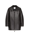 Courrèges Brown Oversized Leather Jacket In Brown