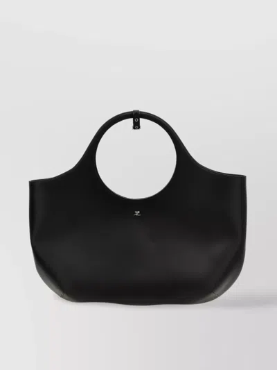 Courrèges Oversized Sacred Handbag Circular Handles In Black