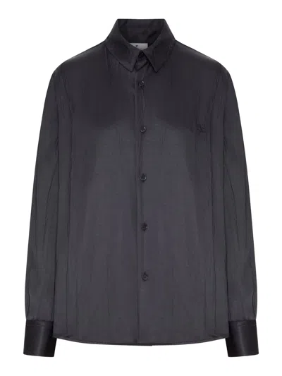 Courrèges Oversized Shirt In Crinkled Satin In Black