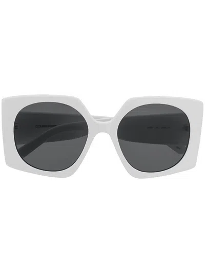 Courrèges Oversized Sunglasses In 002 White White Grey