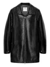 Courrèges Long Vinyl Bomber Jacket With Belted Waist In Black