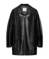 Courrèges Long Vinyl Bomber Jacket With Belted Waist In Black