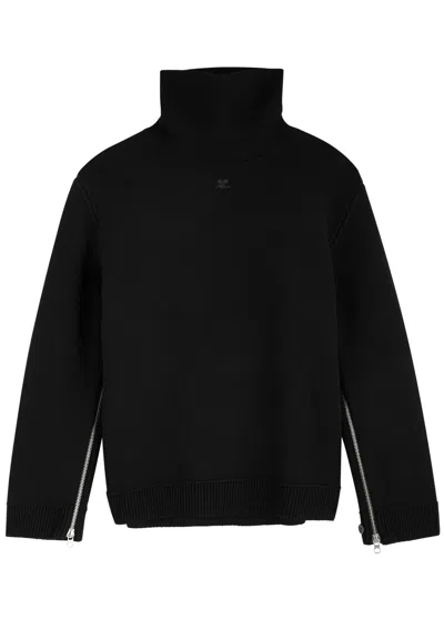 Courrèges Oversized Wool-blend Jumper In Black