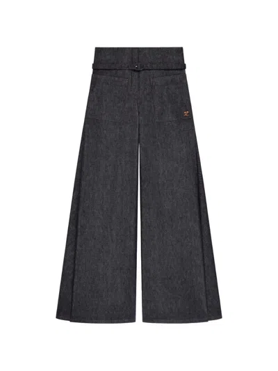 Courrèges Palazzo Pants With Belt In Gray