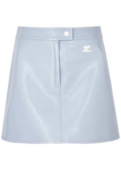 Courrèges Pale Blue Vinyl Mini Skirt In Blue 1