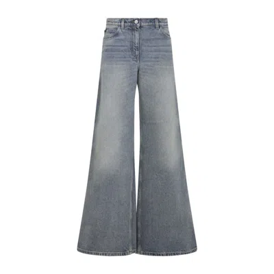 Courrèges Wide-leg Denim Trousers With Belt Loops In Blue