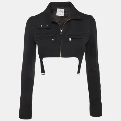 Courrèges Courreges Paris Black Stretch Crepe Suspender Crop Jacket