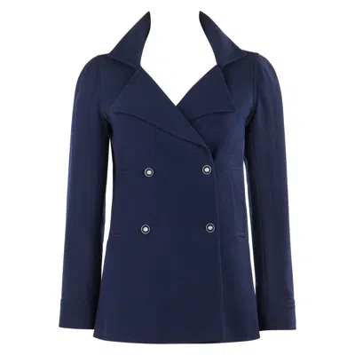 Pre-owned Courrèges Courreges Paris C.1970's Vtg Navy Blue Wool Double Breasted Blazer Jacket