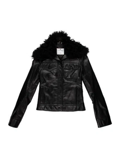 Pre-owned Courrèges Paris Leather Biker Jacket In Black