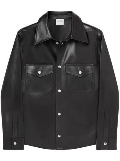 Courrèges Patch Pocket Leather Shirt In Black