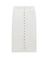 Courrèges Midi Skirt With Front Button Detailing And Back Slit In White