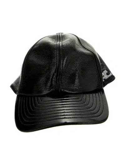 Pre-owned Courrèges Patent Leather Baseball Cap In Black