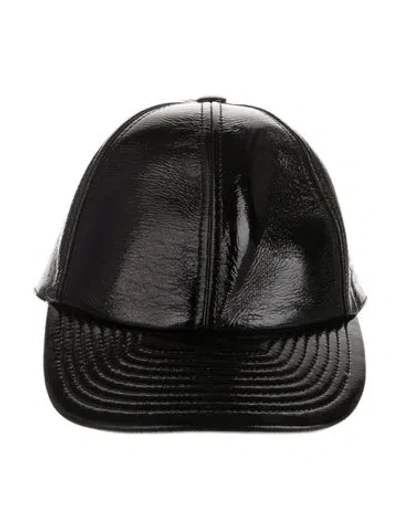 Pre-owned Courrèges Patent Leather Baseball Cap  W/tags In Black