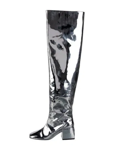 Pre-owned Courrèges Patent Leather Boots In Silver