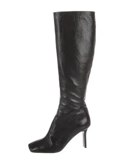 Pre-owned Courrèges Patent Leather Lace-up Boots In Black