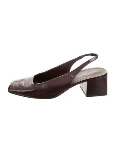 Pre-owned Courrèges Patent Leather Slingback Pumps In Brown/burgundy