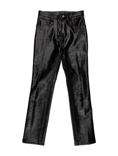 Pre-owned Courrèges Patent Leather Straight Leg Pants In Black