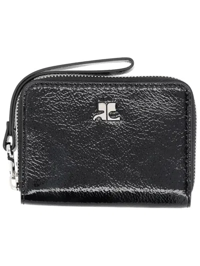 Courrèges Courreges Patent Leather Wristlet Wallet In Black