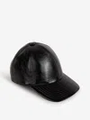Courrèges Leather Baseball Cap In Black