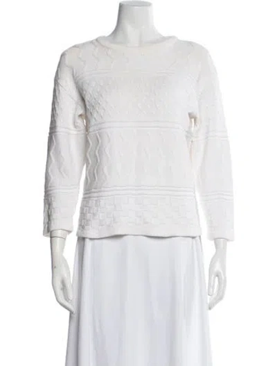 Pre-owned Courrèges Patterned Crew Neck Sweater In White