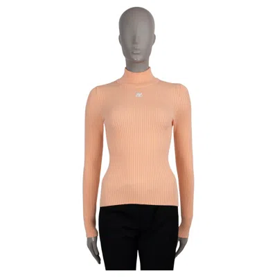 Pre-owned Courrèges Courreges Peach Viscose & Polyester Re-edition Rib-knit Sweater S In Sand