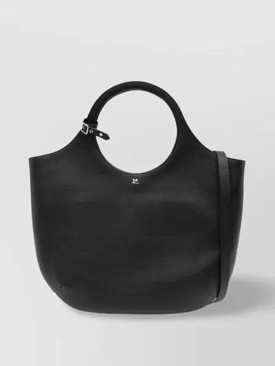 Courrèges Pebbled Texture Tote Bag With Buckle Detail In Black
