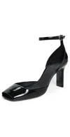 Courrèges Peep Toe 80 Vinyl Pumps Black In Black