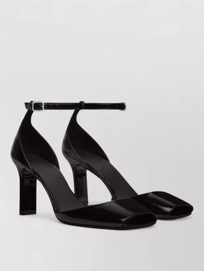 Courrèges Peep Toe Square Front Stiletto Heel Pumps In Black