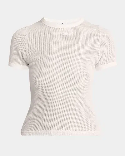 Courrèges Perforated Short-sleeve T-shirt In Heritage White
