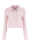 Courrèges Textured Vinyl Crop Jacket In Pink