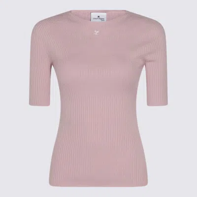 Courrèges Logo-embroidered High-neck Sweater In Pink