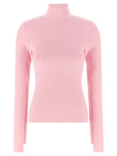 COURRÈGES PINK INTERLOCK VISCOSE SWEATER