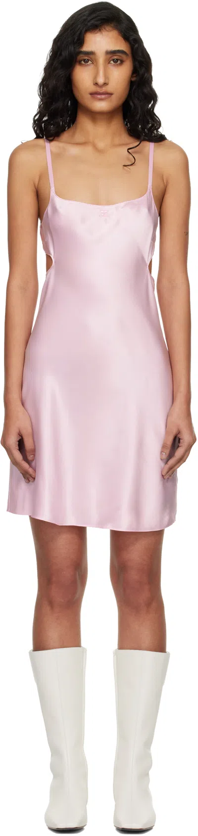 Courrèges Silk-satin Mini Dress In Pink