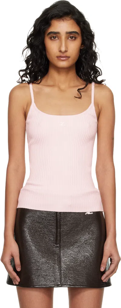 Courrèges Pink Reedition Rib Knit Tank Top
