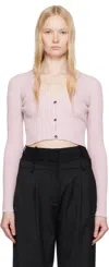 Courrèges Pink Solar Light Rib Cardigan In Salt Pink