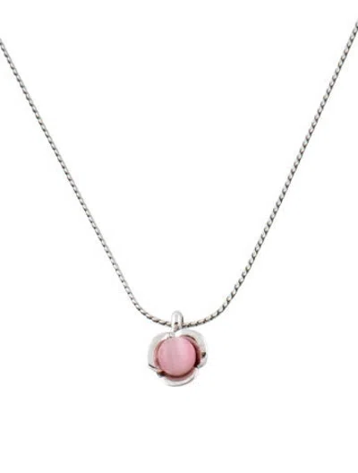 Pre-owned Courrèges Pink Stone Pendant Necklace, 17" In Multicolor