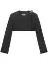Courrèges Pinstripe-pattern Cropped Jacket In Black