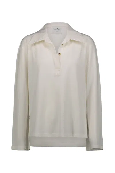 Courrèges Piqué Polo Shirt In Off White