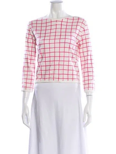 Pre-owned Courrèges Plaid Print Bateau Neckline Top In Multi