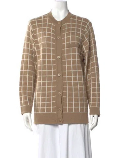 Pre-owned Courrèges Plaid Print Crew Neck Sweater In Neutral