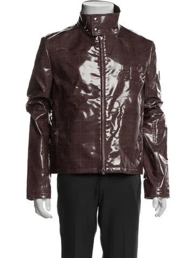 Pre-owned Courrèges Plaid Print Jacket In Brown