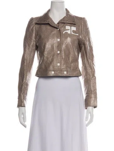 Pre-owned Courrèges Plaid Print Jacket In Neutrals