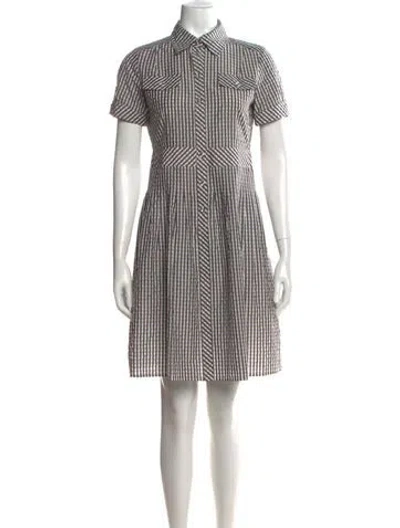 Pre-owned Courrèges Plaid Print Knee-length Dress In Grey