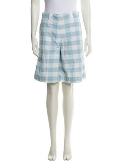 Pre-owned Courrèges Plaid Print Knee-length Shorts In Blue