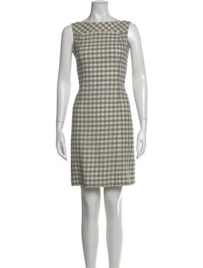 Pre-owned Courrèges Plaid Print Mini Dress In Neutral