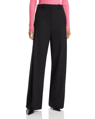Courrèges Pleat Front Wide Leg Pants In Black
