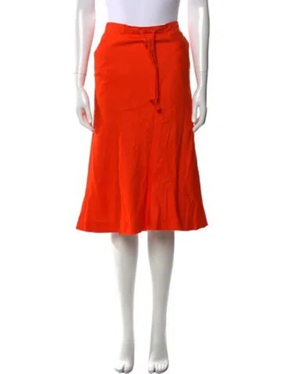 Pre-owned Courrèges Pleated Accents Knee-length Skirt In Orange